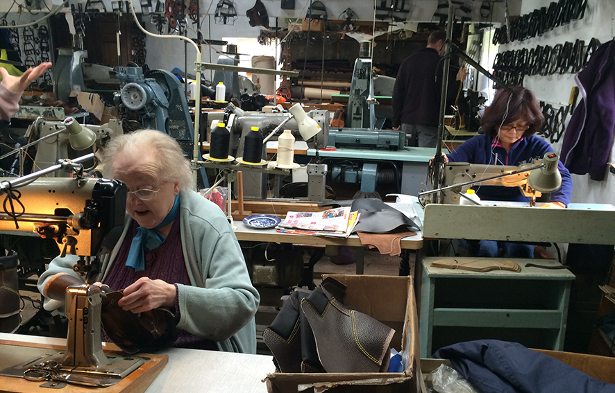 Boot making inside William Lennon Workshops. Handmade in England