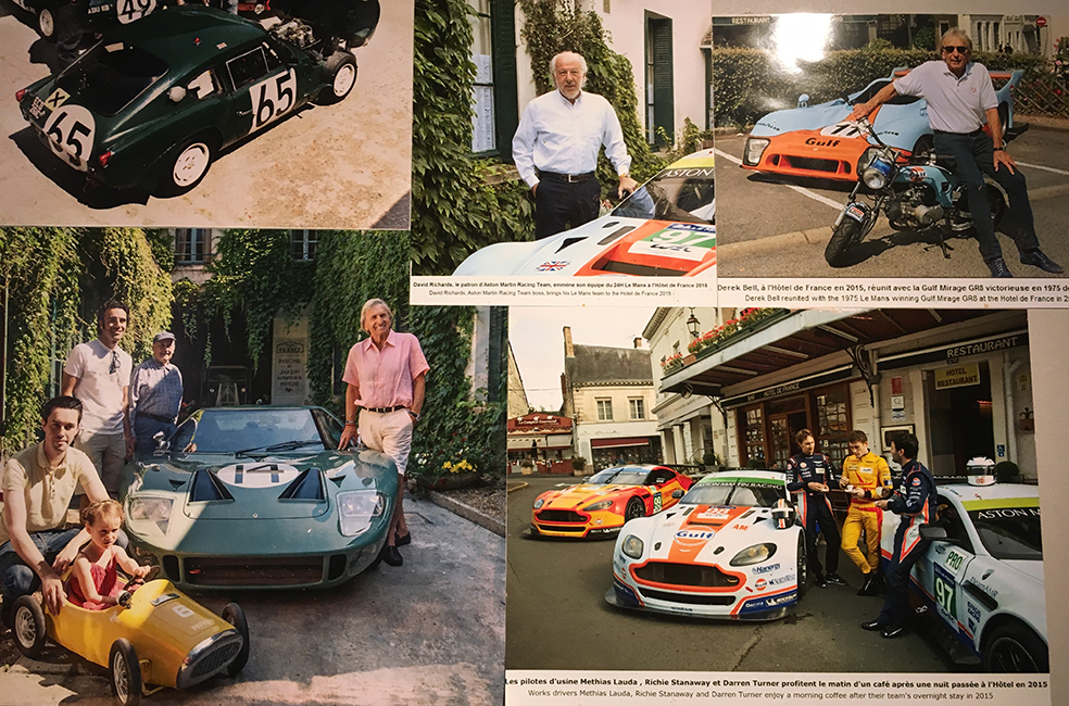 Aston Martin drivers Methias Lauda Richie Stanaway and Darren Turner enjoy an early morning coffee