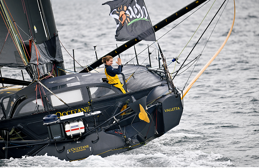 Clarisse Crémer relaxes in Les Sables d’Olonne after taking 16th place in the New York Vendee, June 13, 2024. © photo by Jean-Louis Carli / Alea