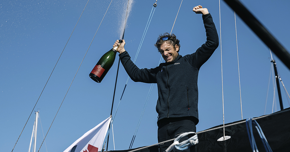 Charlie Dalin celebrates a resounding win of the New York Vendee in Les Sables d’Olonne, on June 9, 2024. © photo by Olivier Blanchet / Alea